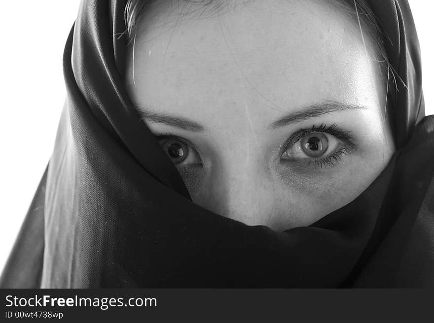 Mysterious eastern woman with beautiful eyes.