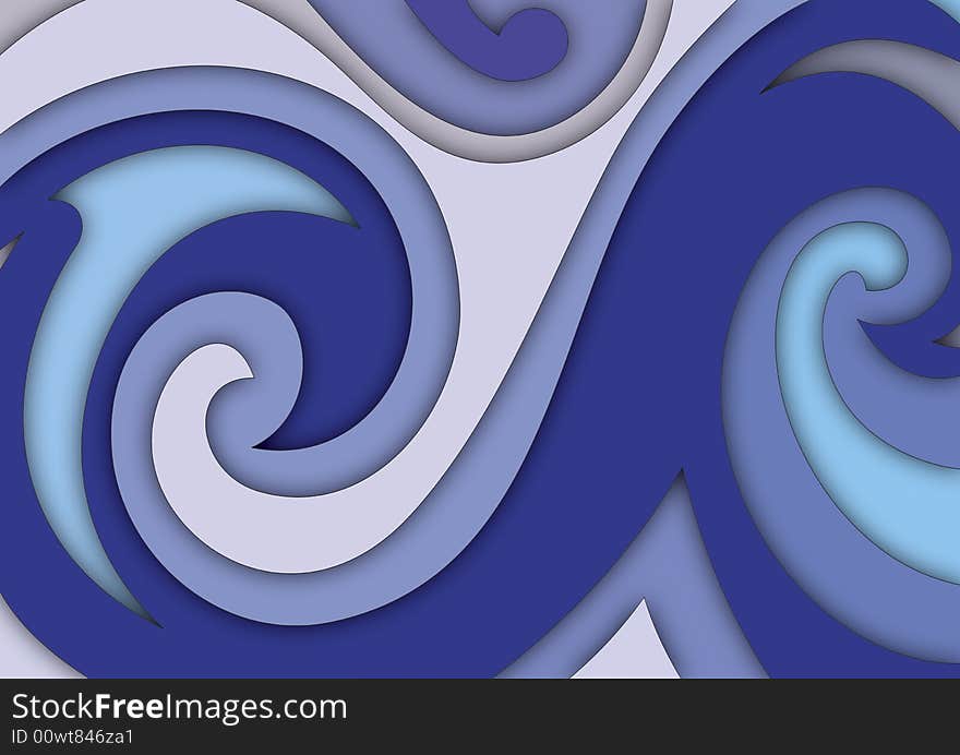 Abstract fractal image resembling layers and spirals converging