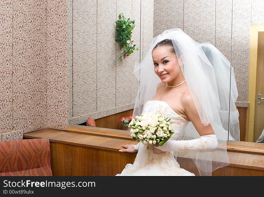 Young Bride And Big Mirror