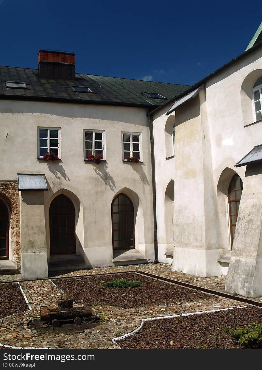 The old building with yard. The old building with yard