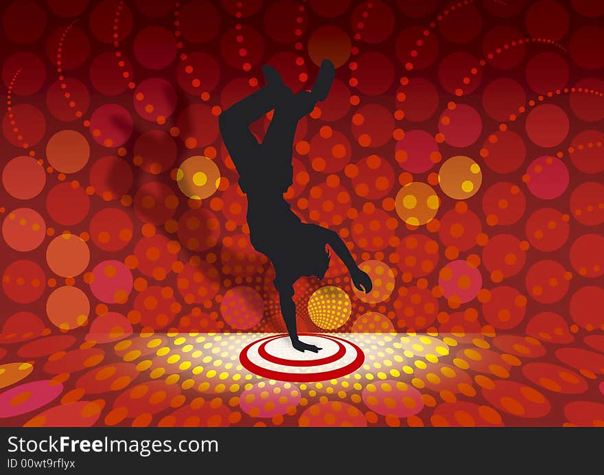 Illustration of dancing disco silhouette