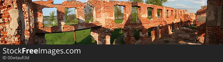 Monastery panorama on the lake in Russia