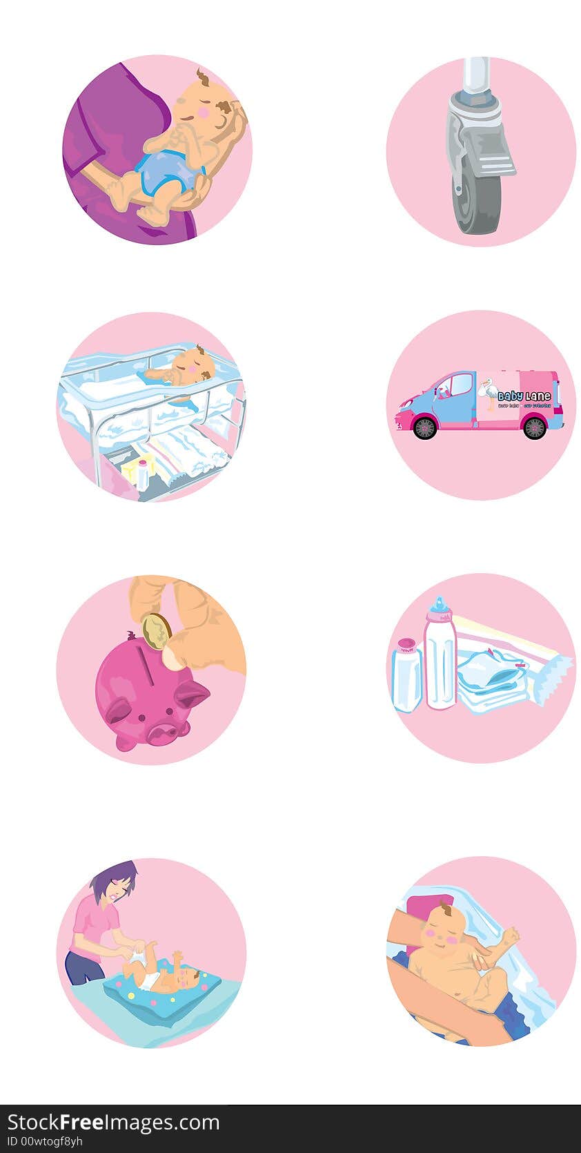 A Set of Pink Baby Icons.