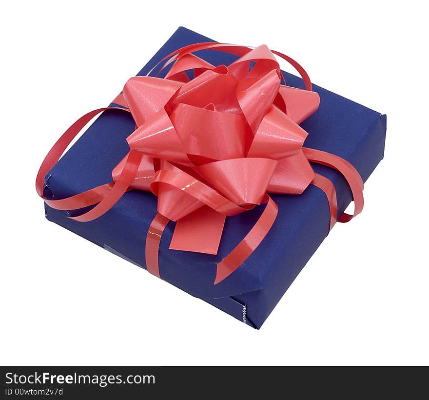 Gift box on white background. Close-up