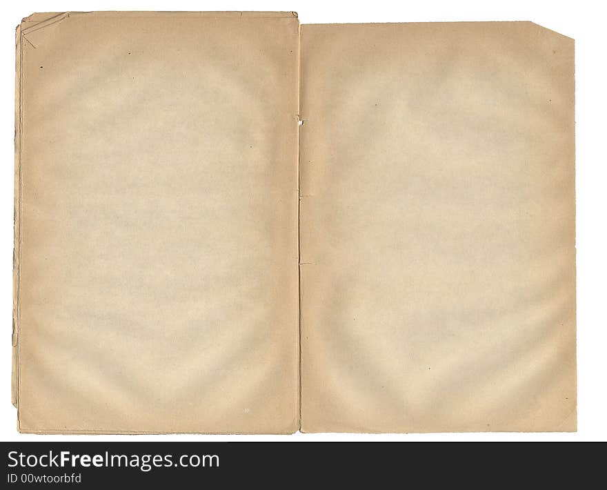 Old book open on both blank shabby pages. Old book open on both blank shabby pages.