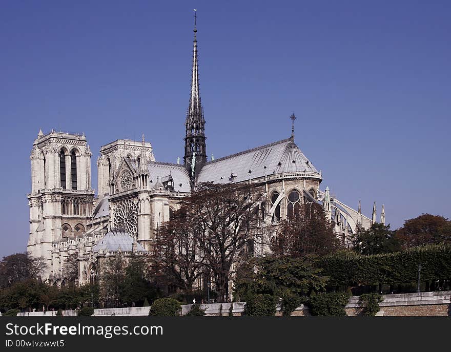 Notre Dame De Paris, Gothic Cathedral, Seine River, France. Notre Dame De Paris, Gothic Cathedral, Seine River, France