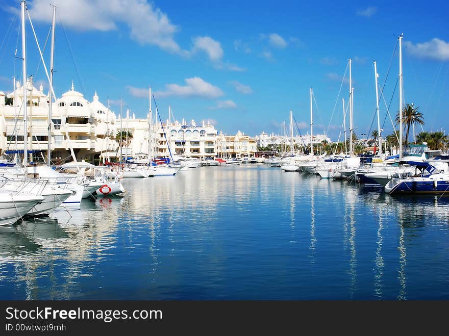 Yachts in a bay on the sea