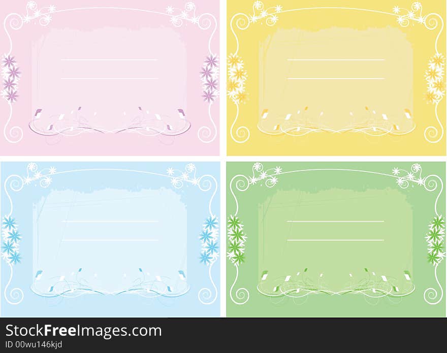 Grunge floral backgrounds 4 different version vector