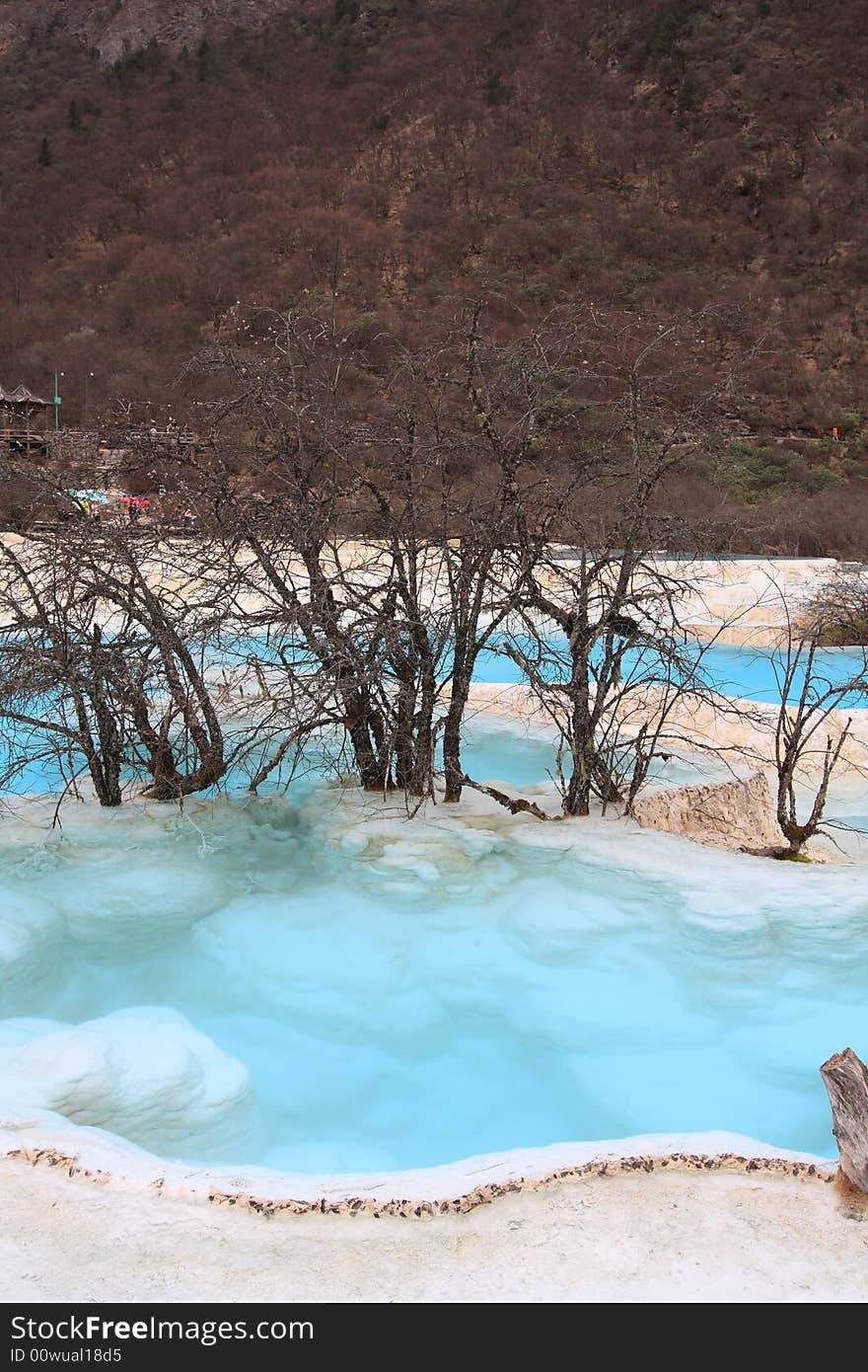 Colorful lake on huanglong mountain. Colorful lake on huanglong mountain