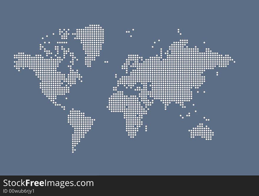 World map present in dot format