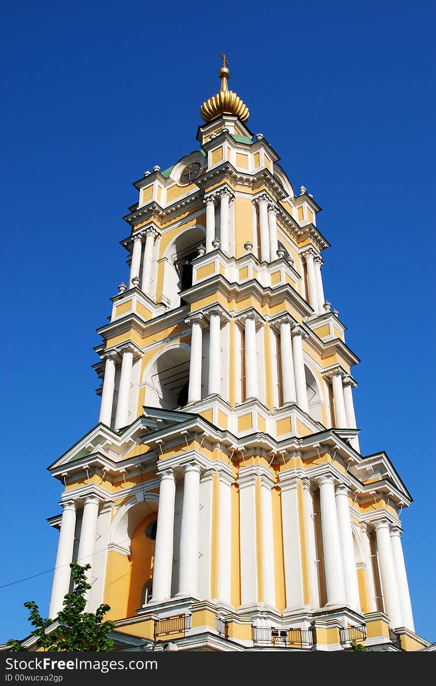 Bell tower of russian monastery, Moscow, Russia