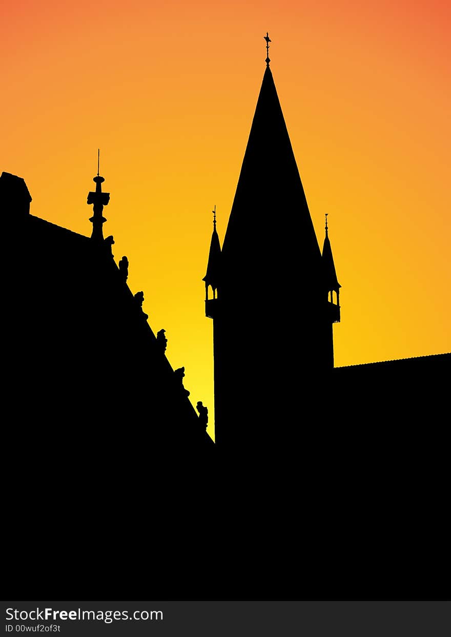 Medieval Town Silhouette