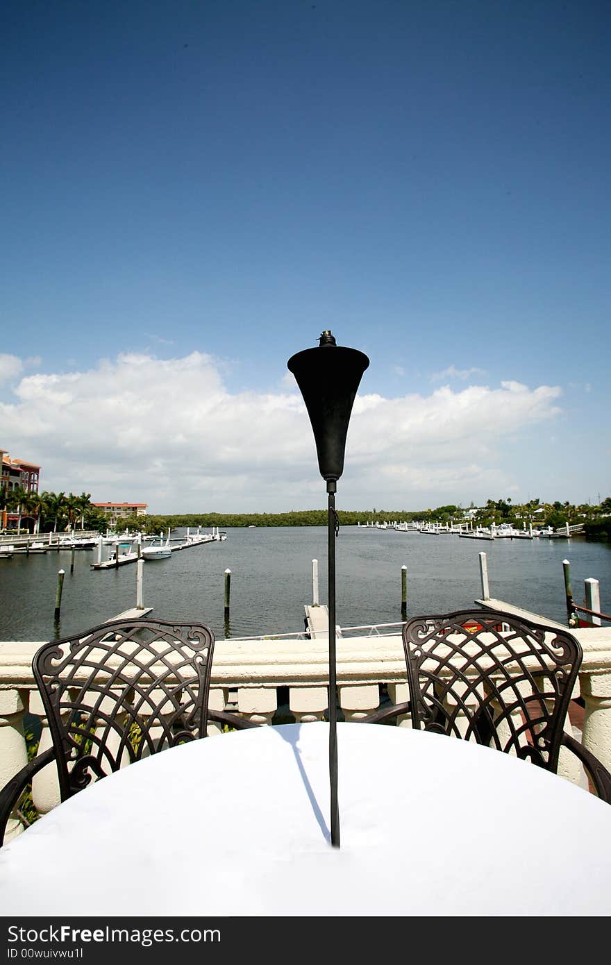 A table overlooking Naples Bay. A table overlooking Naples Bay.