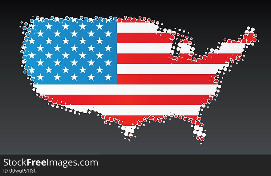 Vector illustration of a modern halftone design element in the shape of the USA country. White halftone, border and contents), on separate layer. Vector illustration of a modern halftone design element in the shape of the USA country. White halftone, border and contents), on separate layer.