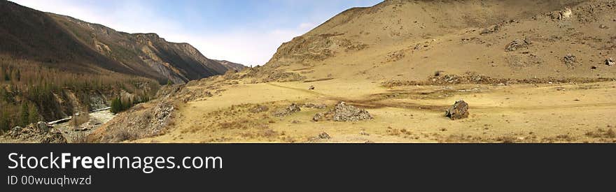 Wide view of steppen mountain landscape. Wide view of steppen mountain landscape