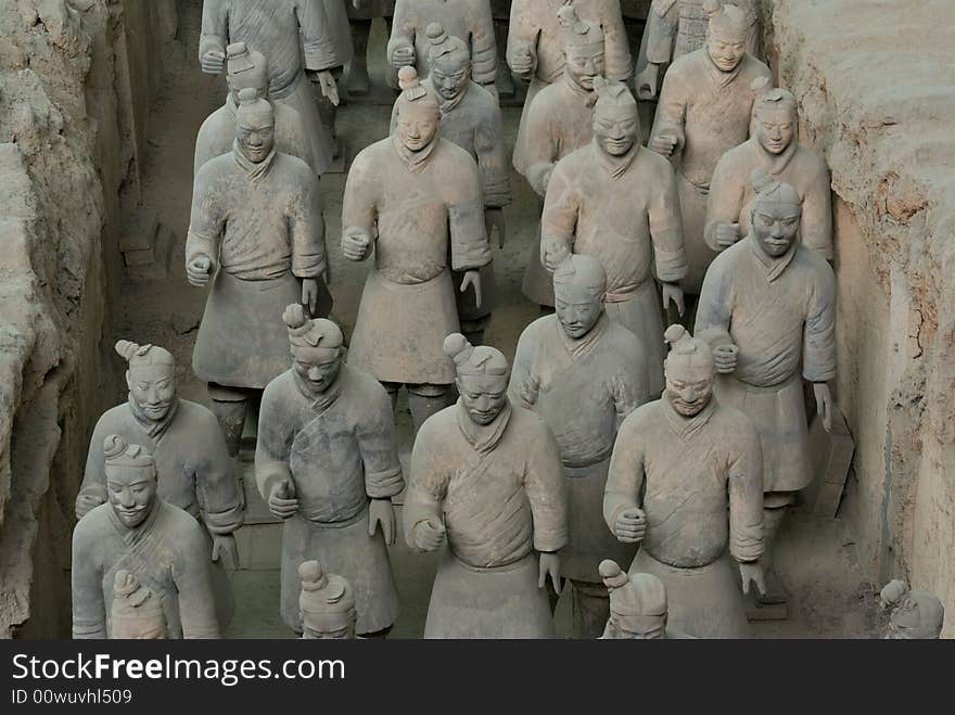 The 2000 year old Terracotta Warriors. Every statue is different and they are located near Xian in Shaanxi Province, China. The 2000 year old Terracotta Warriors. Every statue is different and they are located near Xian in Shaanxi Province, China.