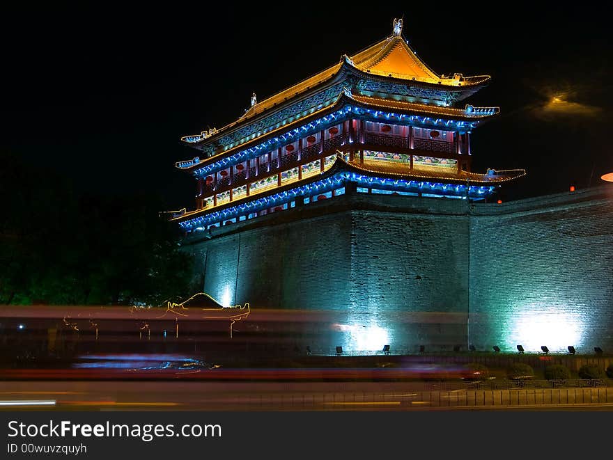 Southern gate at night,  Xian, China