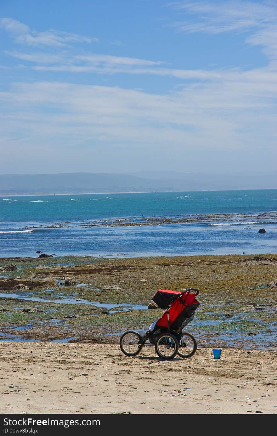 Lone stroller on North California beach