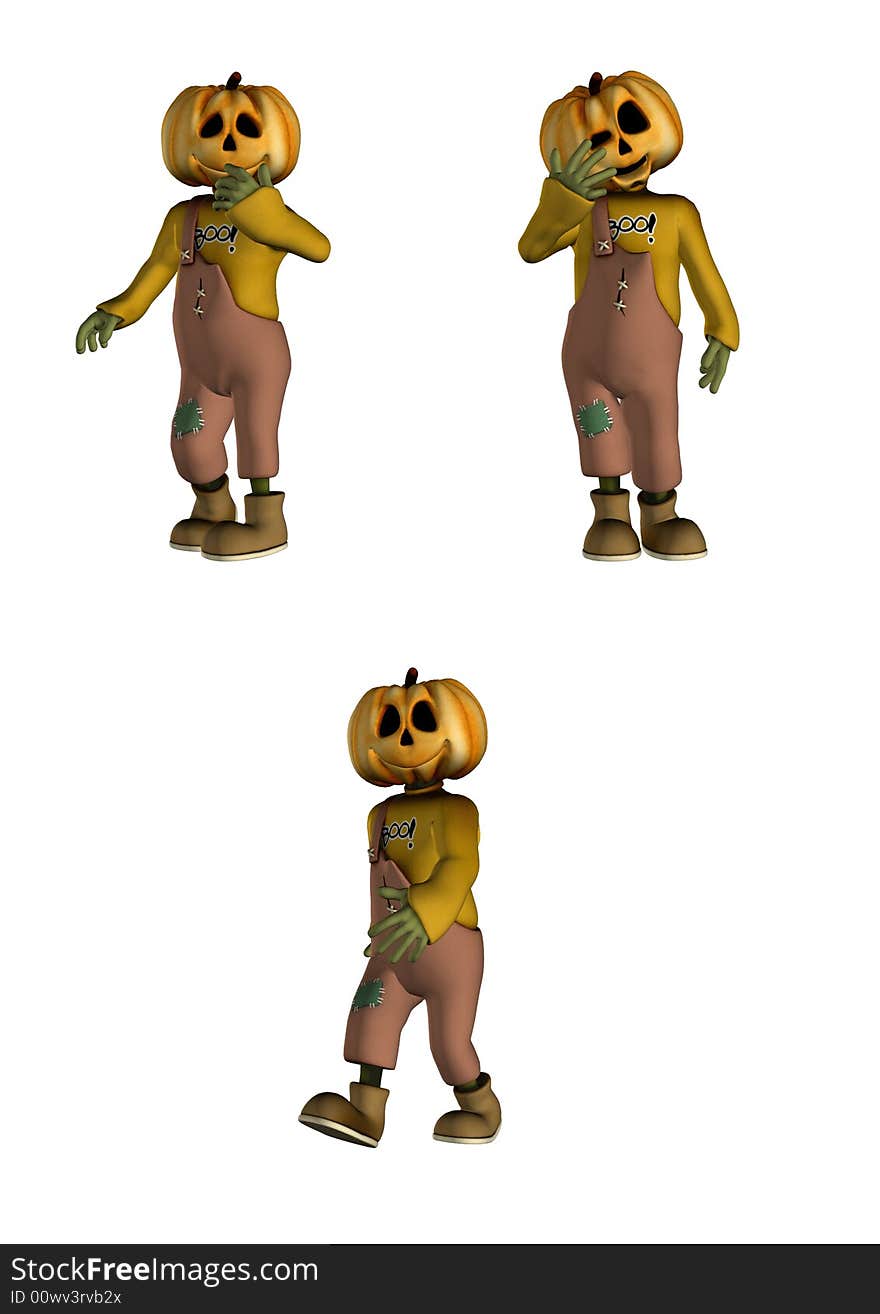 Set of 3 Jack O' Lantern Halloween men with clipping path. Set of 3 Jack O' Lantern Halloween men with clipping path