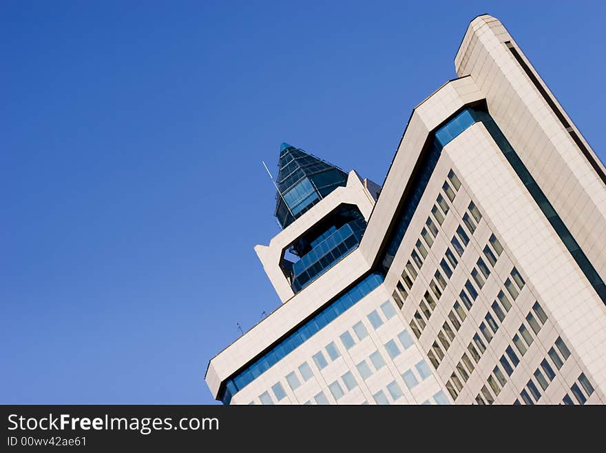 High-rise house on blue sky background