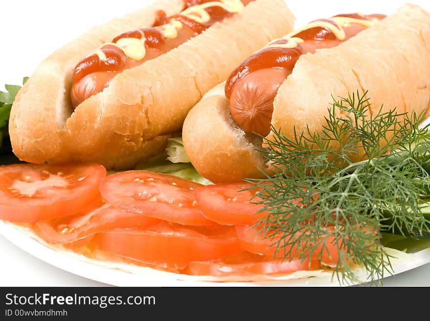 Hot dogs with vegetables