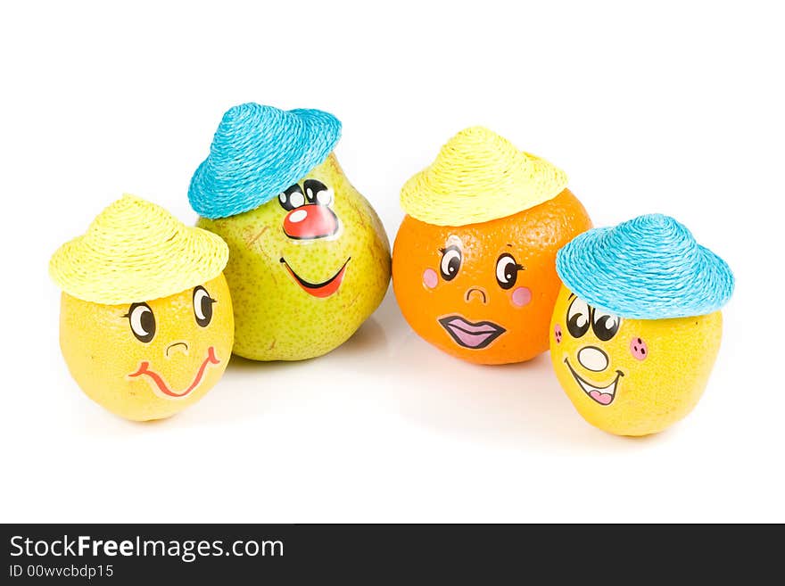 Cheerful little men from a fresh fruits