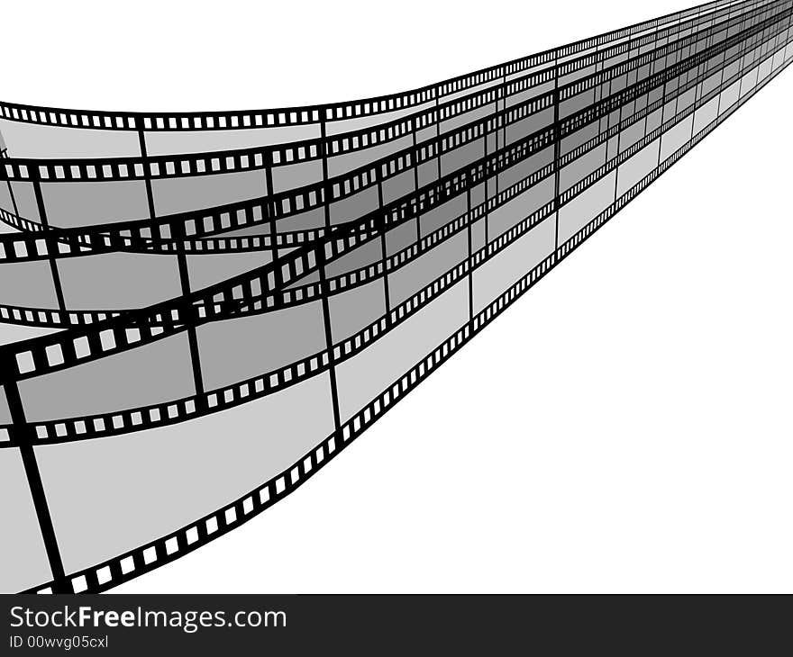 3d blank films strip over white background. 3d blank films strip over white background