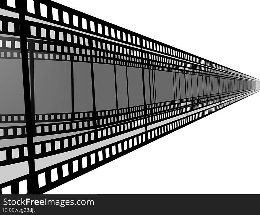 3d blank films strip over white background. 3d blank films strip over white background