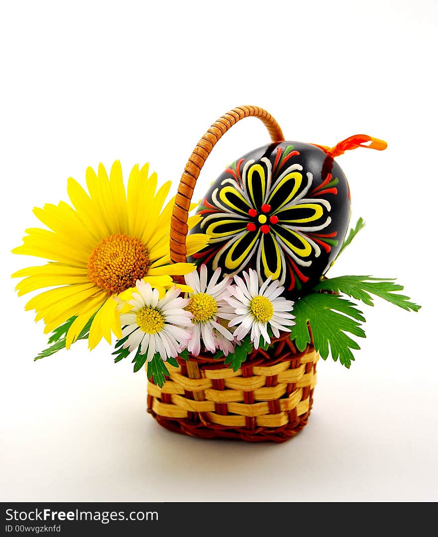 Easter basket arranged in still life