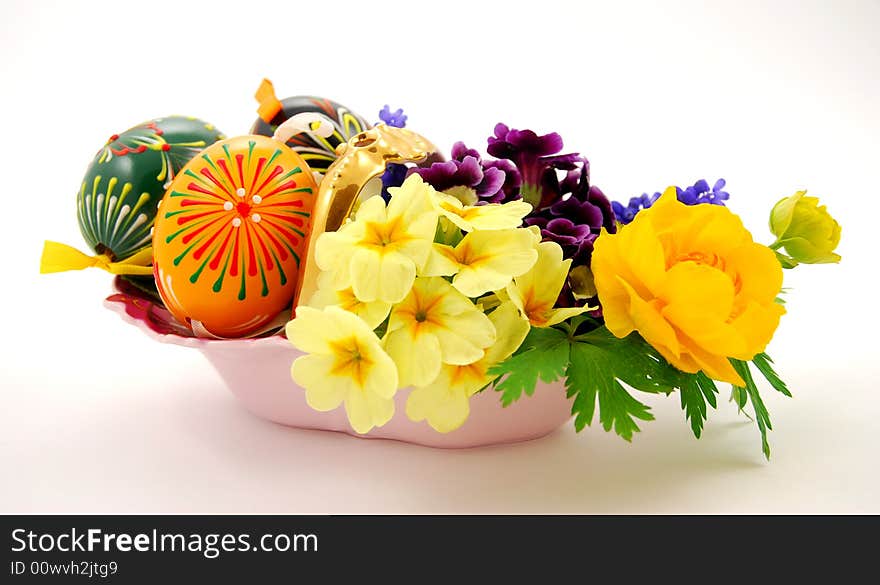 Easter basket on white background