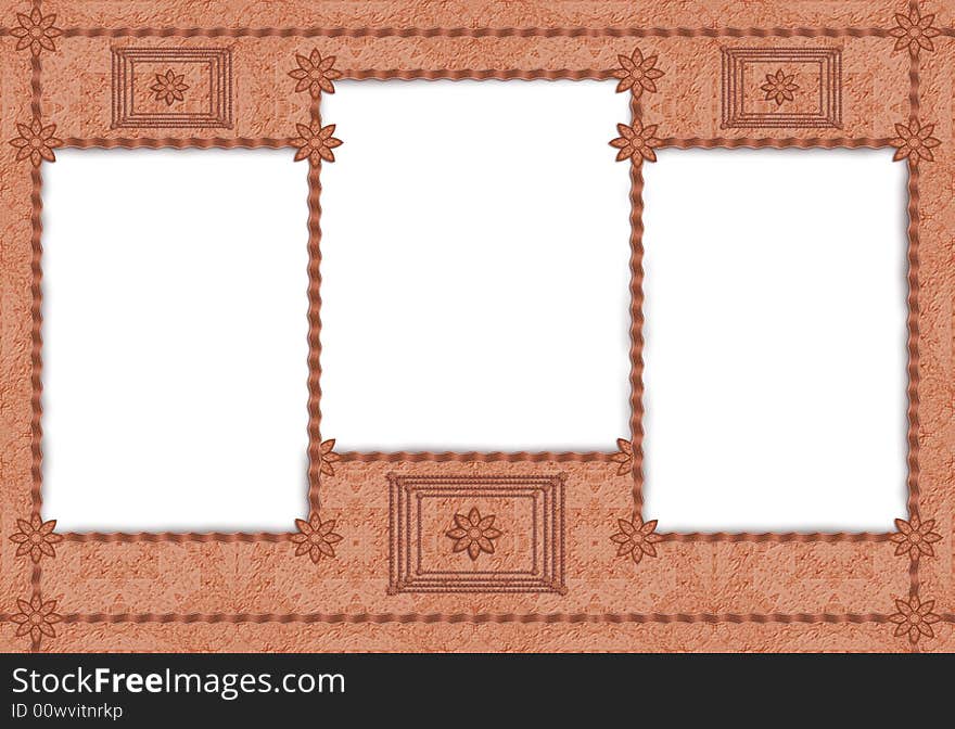 The frame for photos, Virtualscrapbooking in green, pink shades, with ribbons m border