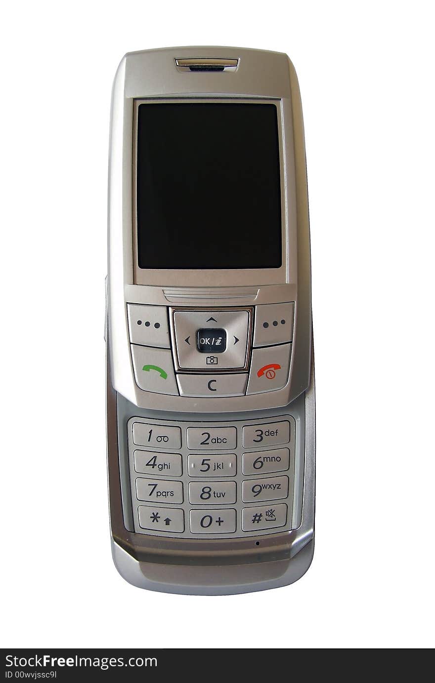 Front of mobilephone isolated, with clipping path