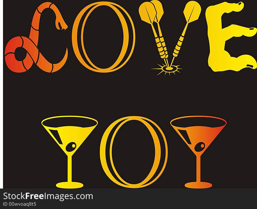 Love you - black orange yellow - glasses