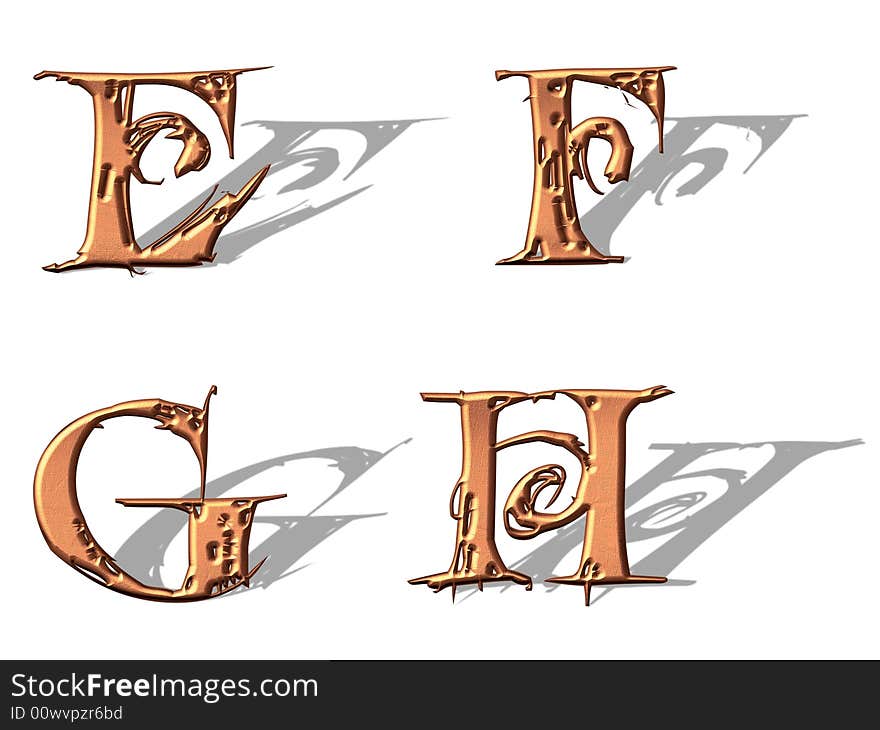 Capital Letters metallic copper with shadow. Capital Letters metallic copper with shadow.