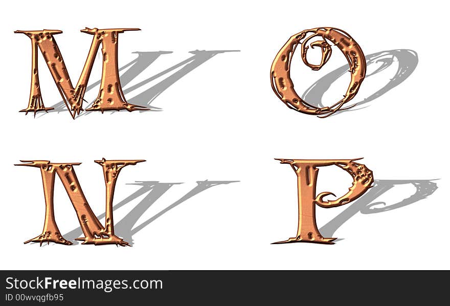 Capital Letters metallic copper with shadow. Capital Letters metallic copper with shadow.