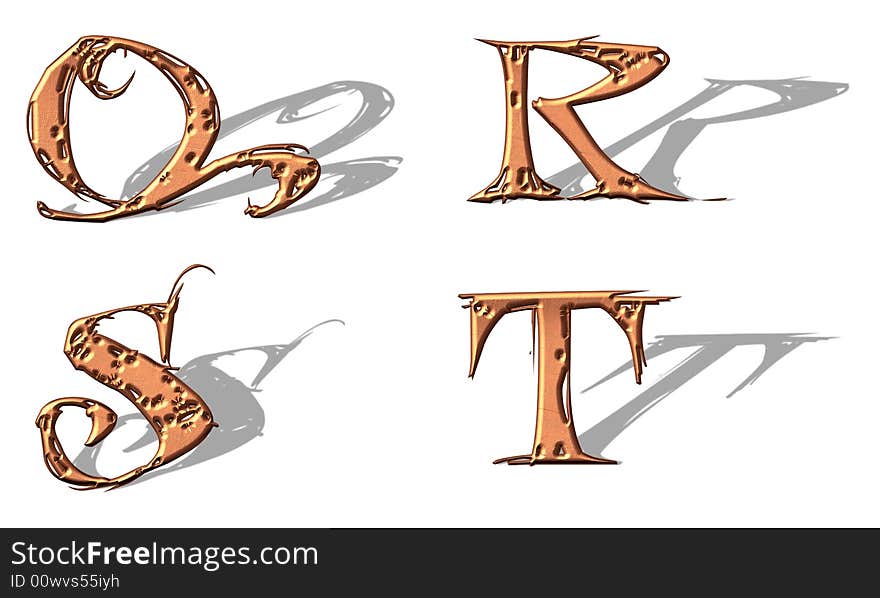 Capital Letters metallic copper with shadow. Capital Letters metallic copper with shadow.