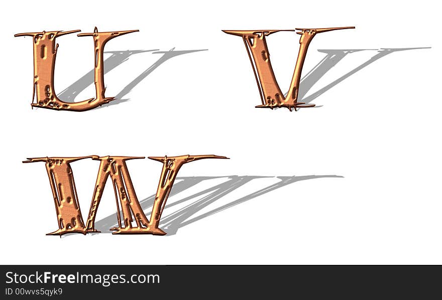 Capital Letters metallic copper with shadow. Capital Letters metallic copper with shadow.