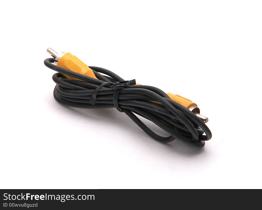 Black video a cable with yellow sockets