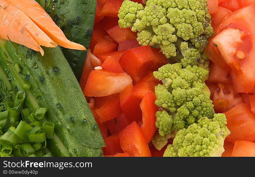 Licks of vegetables on full frame. Licks of vegetables on full frame