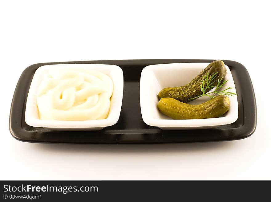 Mayonnaise and pickled gherkin