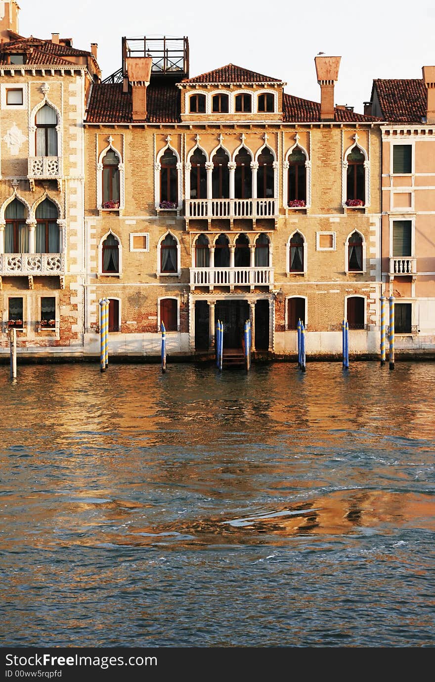 Venice, Italy - Typical Old Building Water Front Facade And Canal. Venice, Italy - Typical Old Building Water Front Facade And Canal