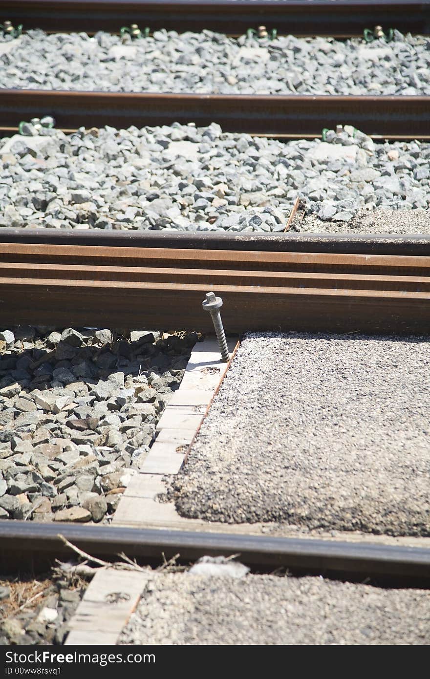 Screw on a railway at albacete country in spain. Screw on a railway at albacete country in spain