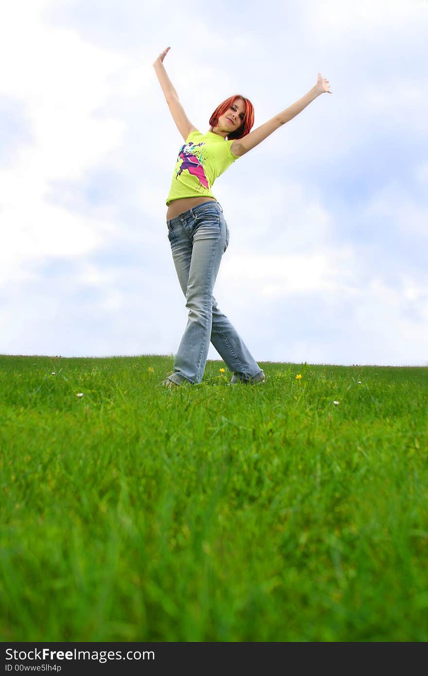 Young girl is relaxing outdoors. Young girl is relaxing outdoors