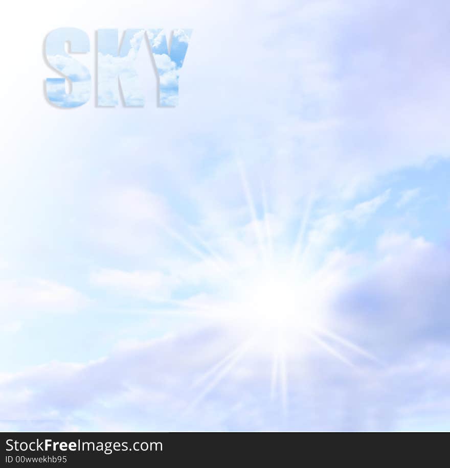 Card with blue sky and sun