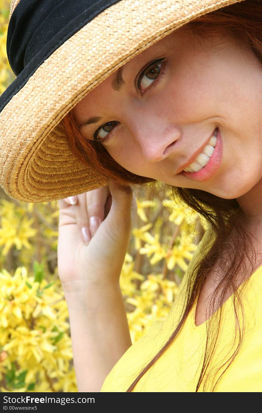 Young girl is relaxing outdoors. Young girl is relaxing outdoors