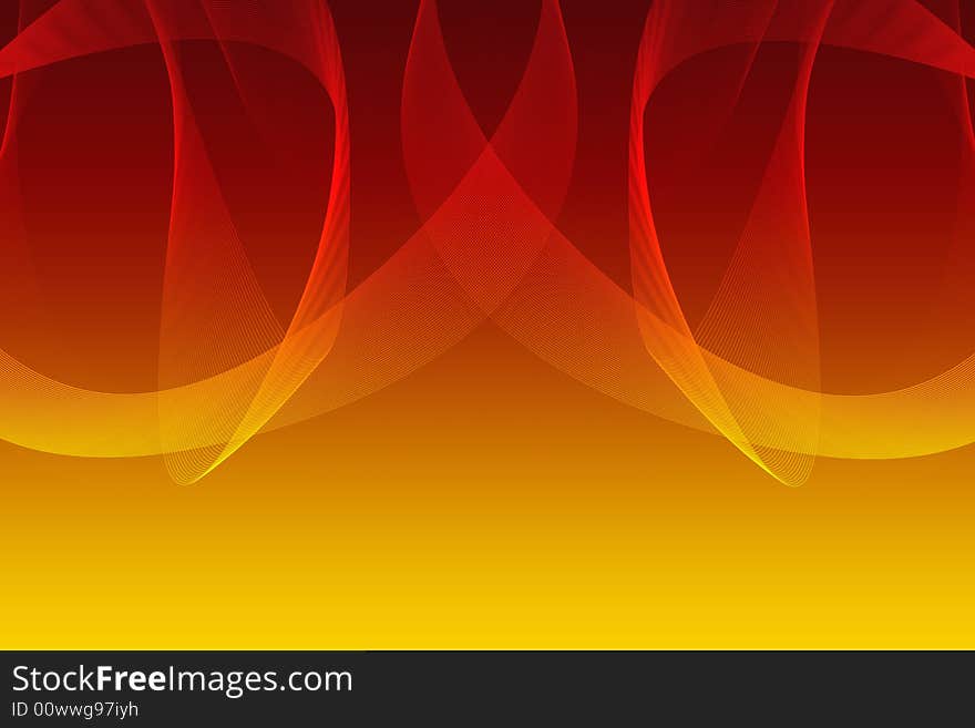 Illustration of a swooshy ornament on a gradient background. Illustration of a swooshy ornament on a gradient background