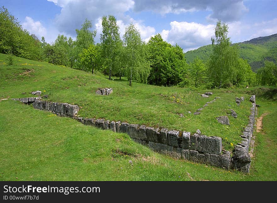 The ruins of Costesti Dacian Fortress. The ruins of Costesti Dacian Fortress