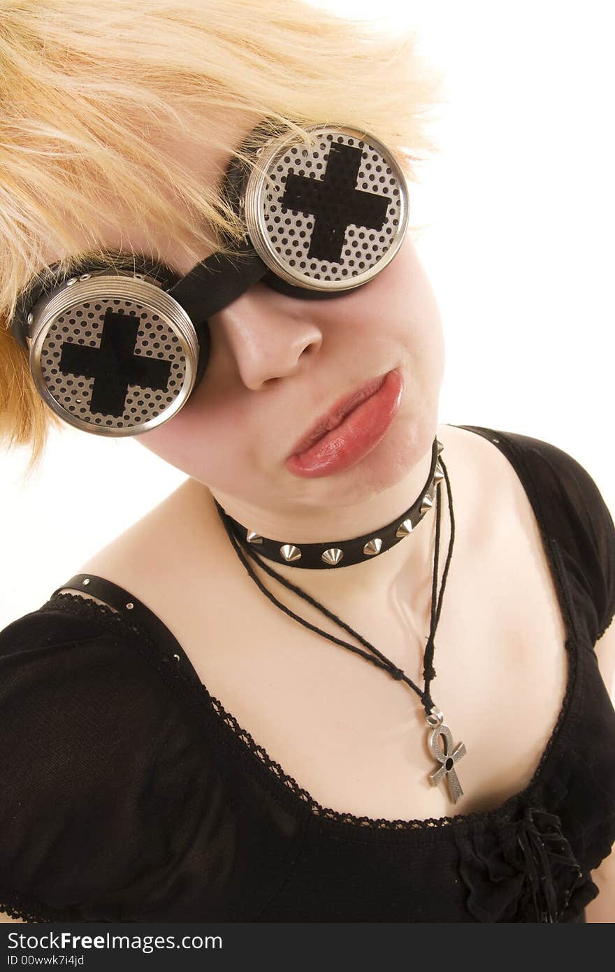 Young alternative girl portrait on white background