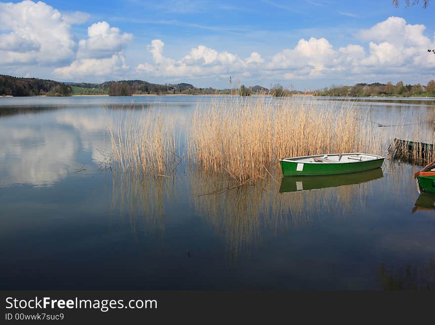 Rowboat at lake