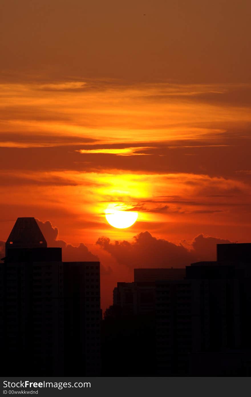 Sunrise And City Silhouette